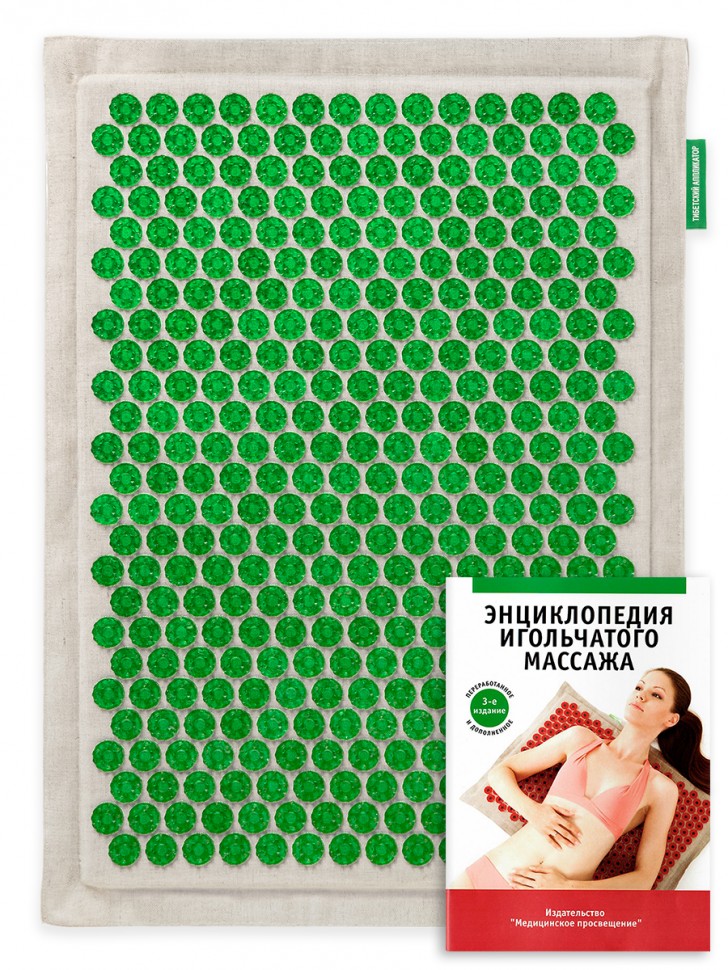 Массажер медицинский "Тибетский аппликатор" на мягкой подложке 41х60 см зеленый оригинал